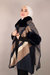 Soft Fur Open Poncho Voile Fashion