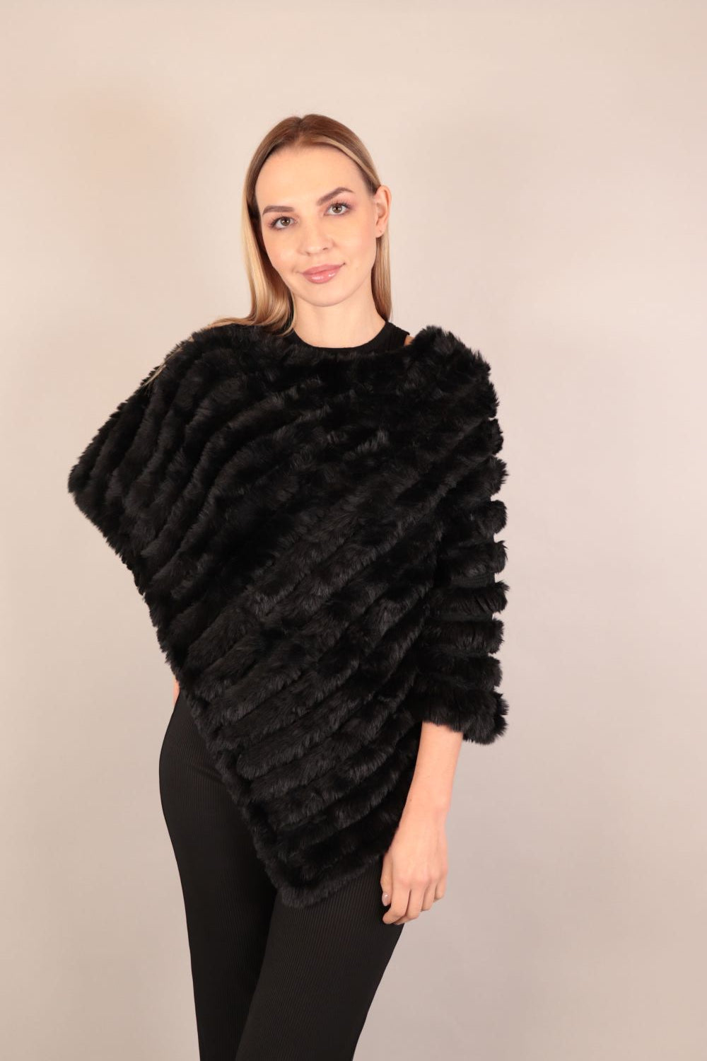 Soft Fur Woolen Poncho Voile Fashion