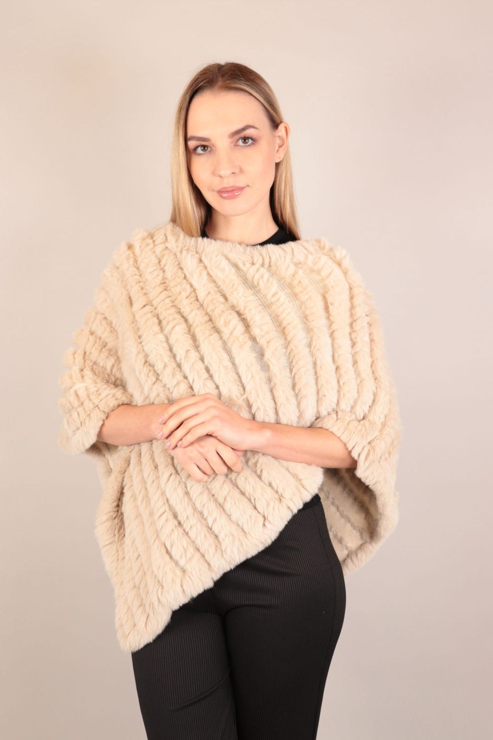 Soft Fur Woolen Poncho Voile Fashion